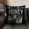 Funny Time is Money Cushion Cover Natural Linen Organic Fabric DoubleSided Printing Sofa Home Decor Breathable Environmentally