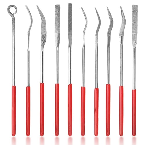 Kigauru 10-Piece Diamond File Sharpener Set, 3mm X 140mm, for Stainless Steel Machining, Precision Files, Deburring, Grinding, DIY Metal Polishing Fil