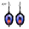 Retro Alloy Dangle Earrings 1 Pair Halloween Gothic Black Cat for Women, Vintage Exquisite Craftsmanship Party Favors Dark Punk Style Drop Earrings,