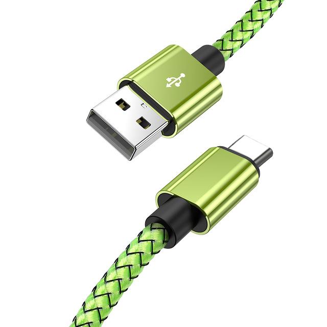 Кабель USB типа C для быстрой зарядки Кабели USB C Кабель для передачи данных Зарядное устройство для Oneplus 8T 10R Samsung S9 Note9 Huawei P20Pro Xiaomi11 12 13 Redmi Note10 POCO X4 M5 1m For Type-C зелёный