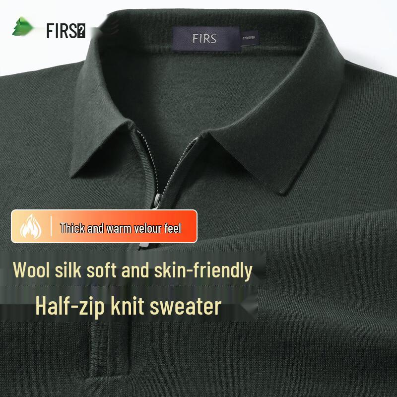 FIRS Men's Wool-Silk Blend Casual Knit Sweater