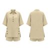 Women's Linen Two-Piece Set: Short-Sleeve Shirt & Loose Pants (2026)