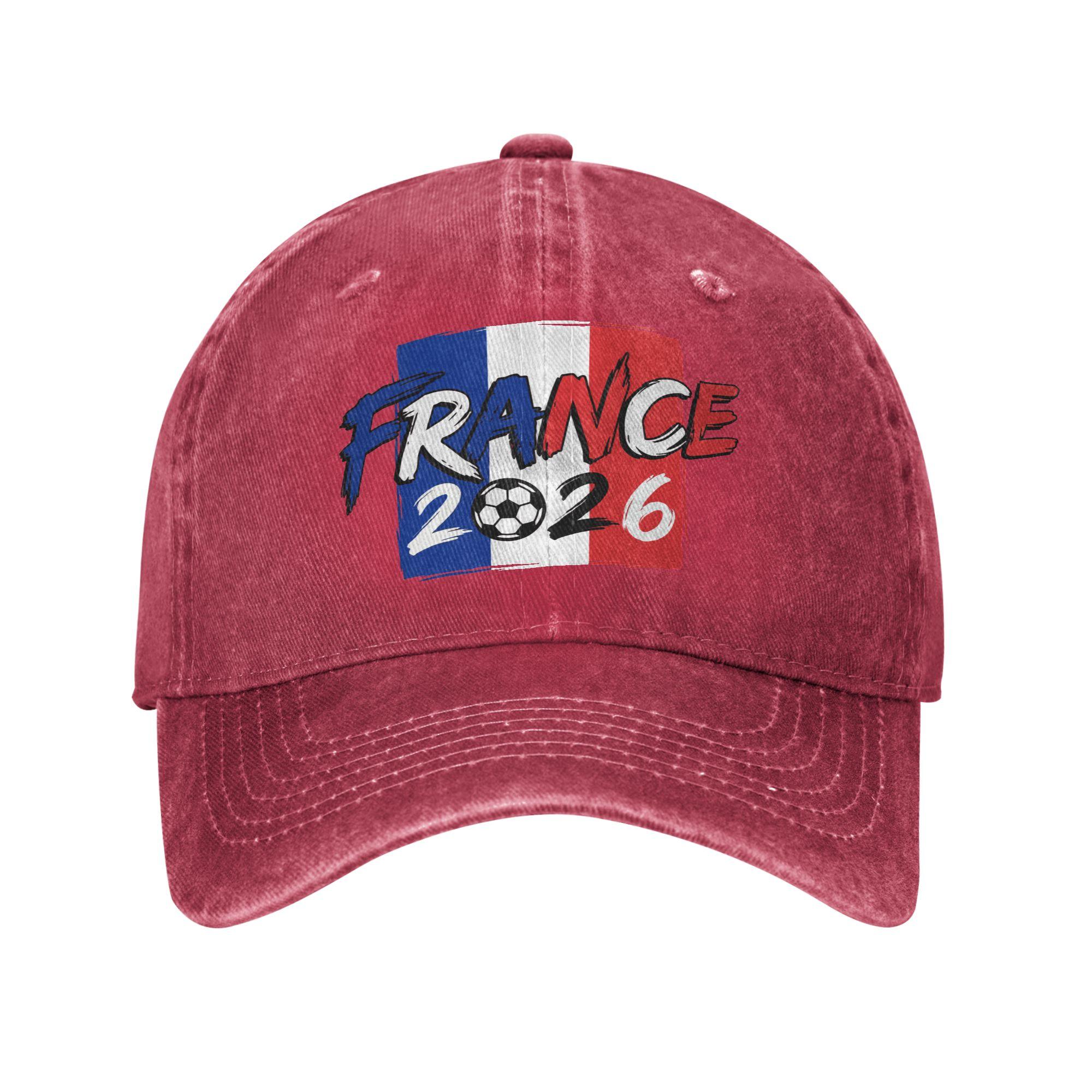 France Football  Baseball Cap Distressed Denim Washed Usa Canada Mexico Soccer Snapback Cap Unisex Hats Cap One Size