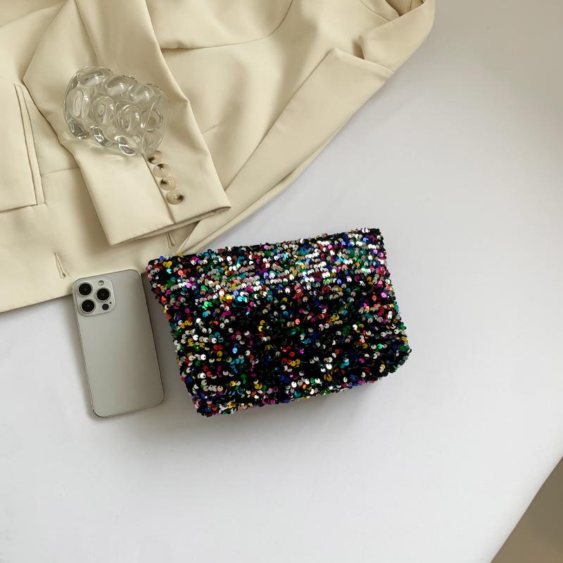 Sequin Fashion Korean Version Casual Bag 2025 Foreign Style Internet Celebrity Clutch Bag This Year Popular Cosmetic Bag Change Bag Spring