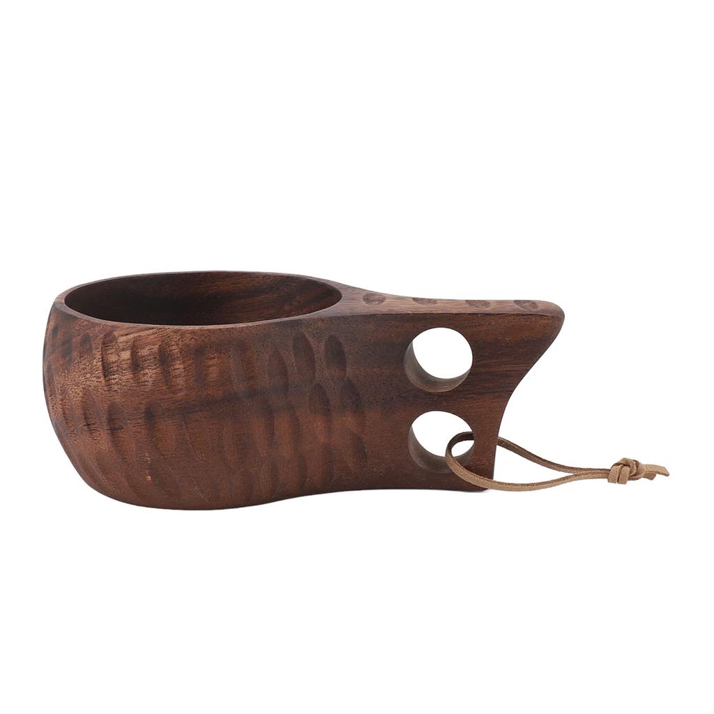 350ML Wooden Cup with Handle Portable Multifunctional Wood Mug Drinking Cup for Coffee Tea Milk Beve