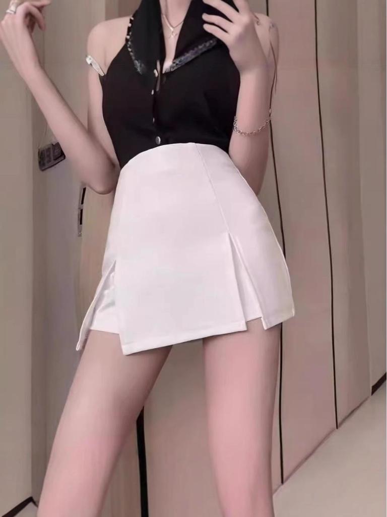 Black and White High-Waist A-Line Skirt (2024 Spring/Summer Women's Collection)