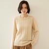 Women's Textured Cashmere Crew Neck Long-Sleeve Pullover Top for Autumn/Winter