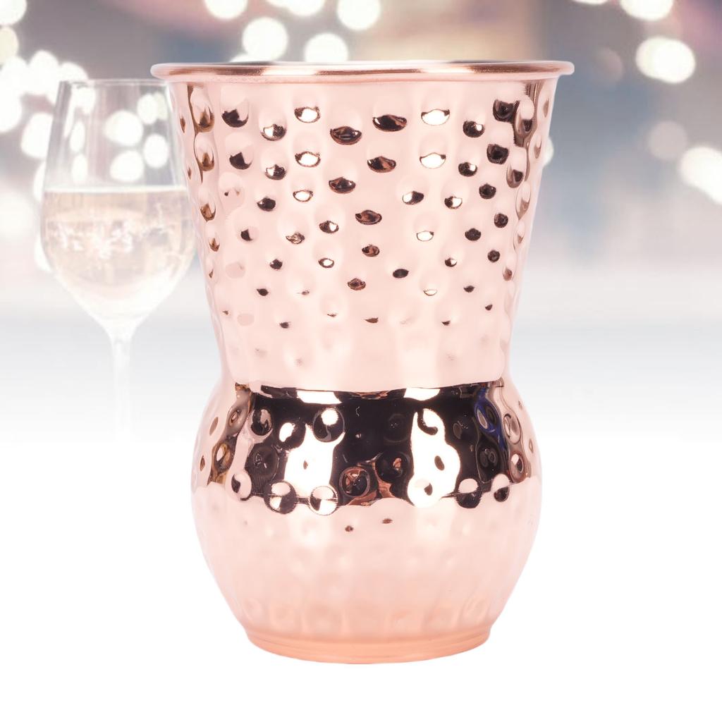 Młotkowany Kubek Różowe Złoto 400ml Stal Nierdzewna 304 Kubek do Picia na Koktajl Wino Napoje