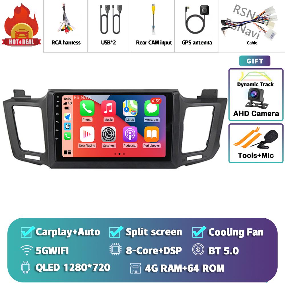 Android 14 Carplay Auto For Toyota RAV4 2012 - 2018 Car Radio 2Din Player Multimedia Srereo 360 Camera Navigation Video GPS DVD