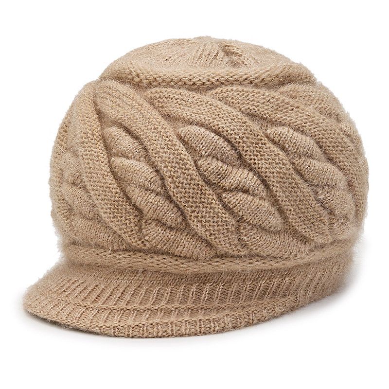 Hüte für Frauen mittleren und höheren Alters Doppellagige Thermowollmützen ohne Futter Verdickte gestrickte Fleecefuttermützen