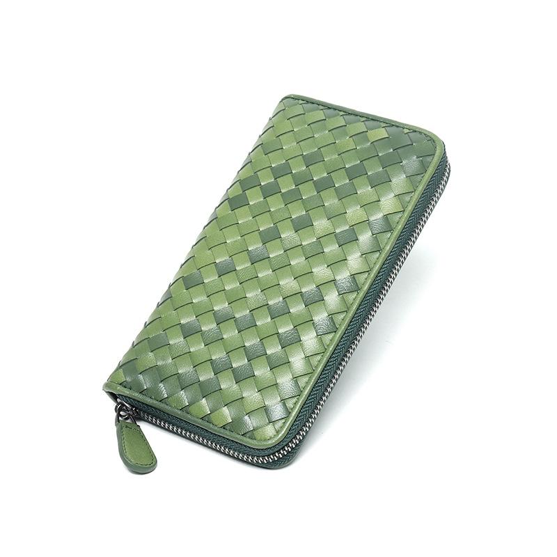 Damen Leder Geldbörse Handgewebte Erste Schaffell Herren Und Damen Geldbörse Brieftasche Lange Clutch