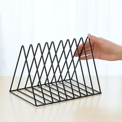 Book Storage Rack Desktop Iron Bookshelf Vinyl Records Holder Student Stationeres Organizer Newspapers Magazines Stand