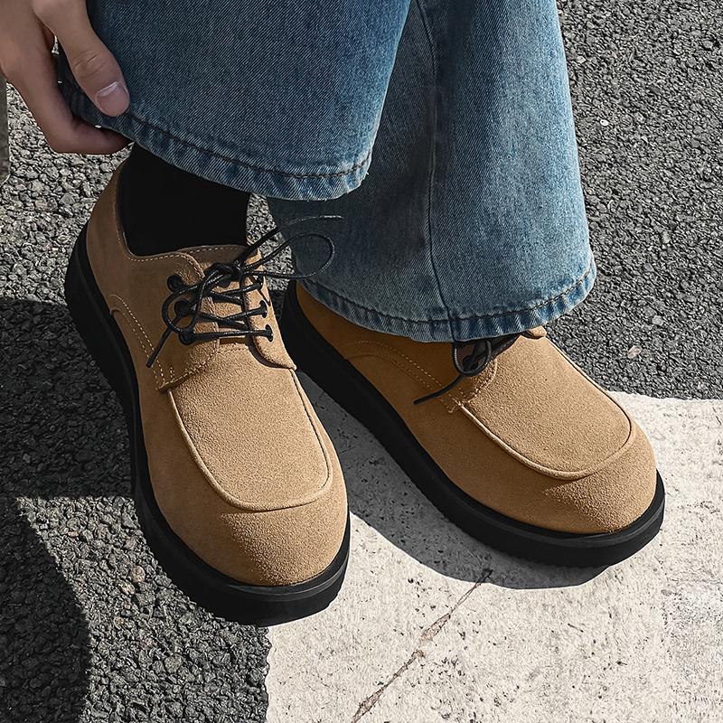 Men's Derby Shoes Fashion autumn and winter styles Office or leisure party 38-46 Hot selling young shoesThick bottom trend