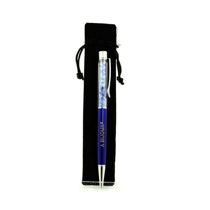 Pierres et Minéraux. Stylo minéraux Péridot brut France. Couleur Bleu turquoise.