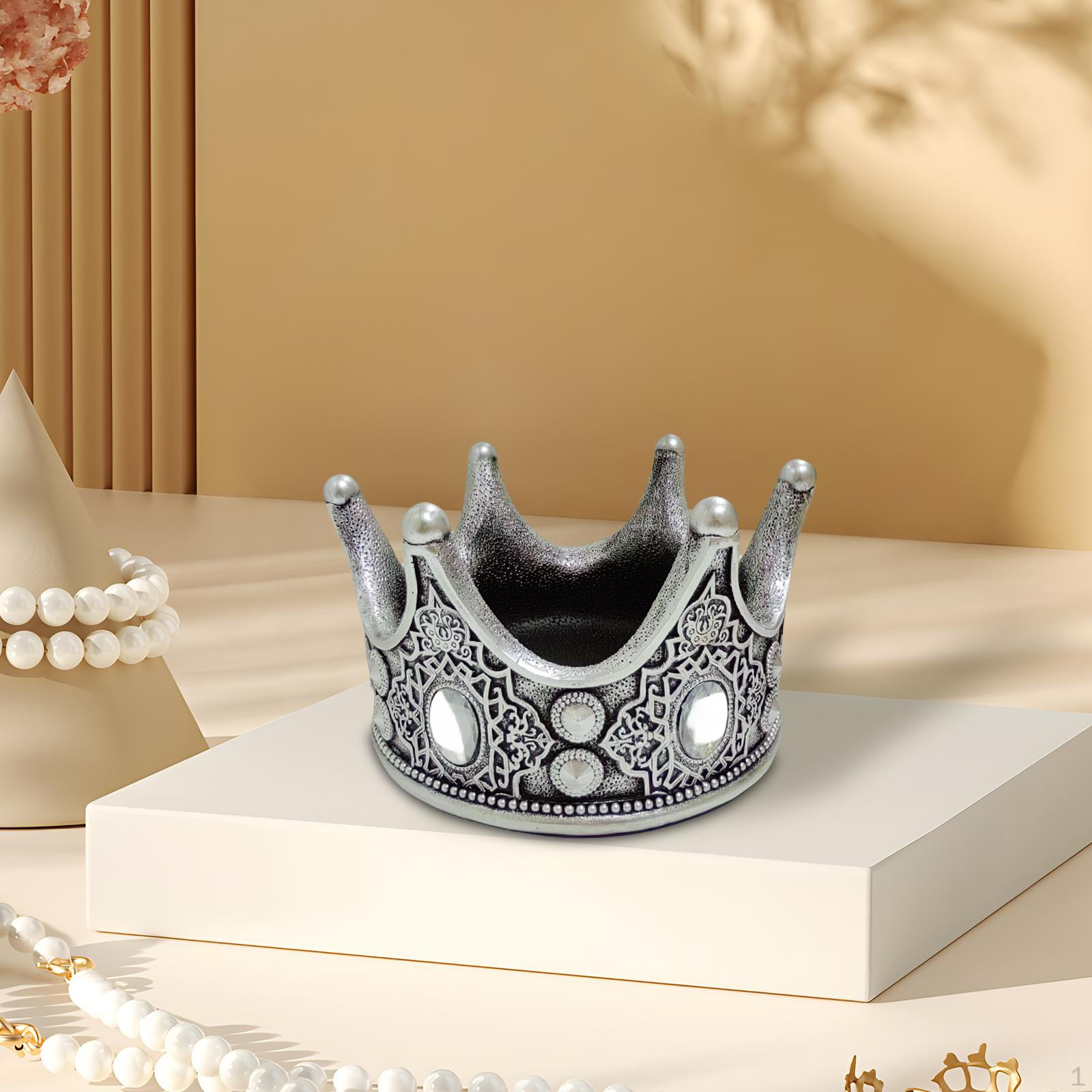 

Ювелирное кольцо в форме короны, блюдо, поднос для безделушек, 16,9x15x9,7 см, декоративная тарелка с орнаментом для стола Silvery