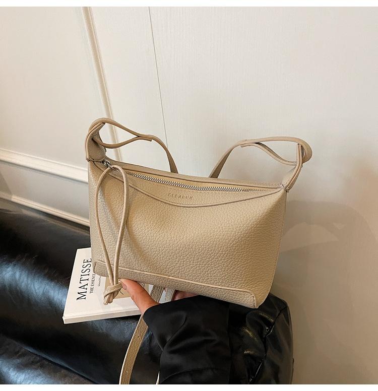 New Women's Bag Exquisite Lychee Pattern Commuter Solid Color Messenger Bag Fashionable Shoulder Bag Women