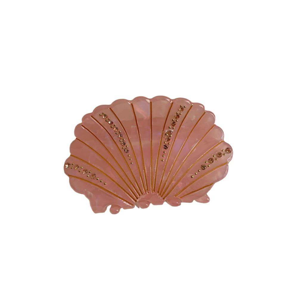 

Acetic Acid Acetate Shell Hair Claw Jewelry Rhinestone Crab Clip Shell Shark Clip Back of The Head розовый