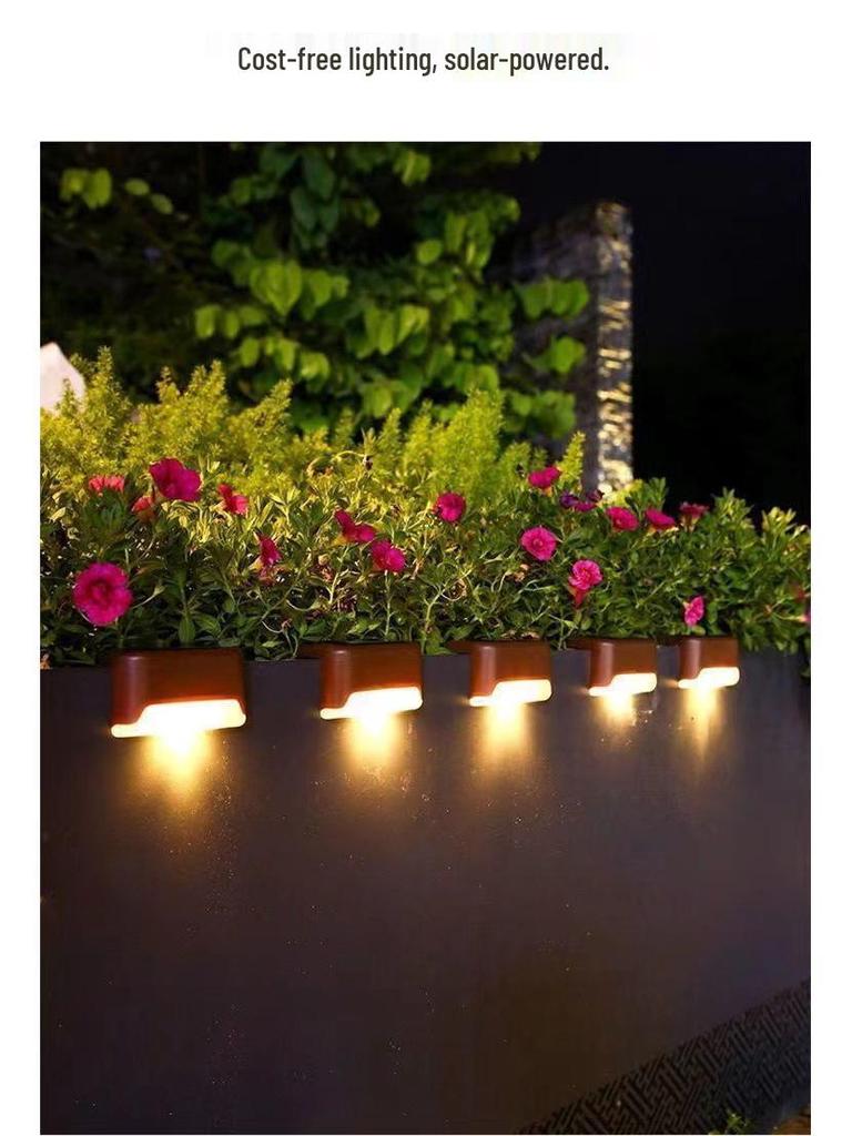 Solar Waterproof Outdoor Step Lights for Gardens, Courtyards, Railings, and Fences