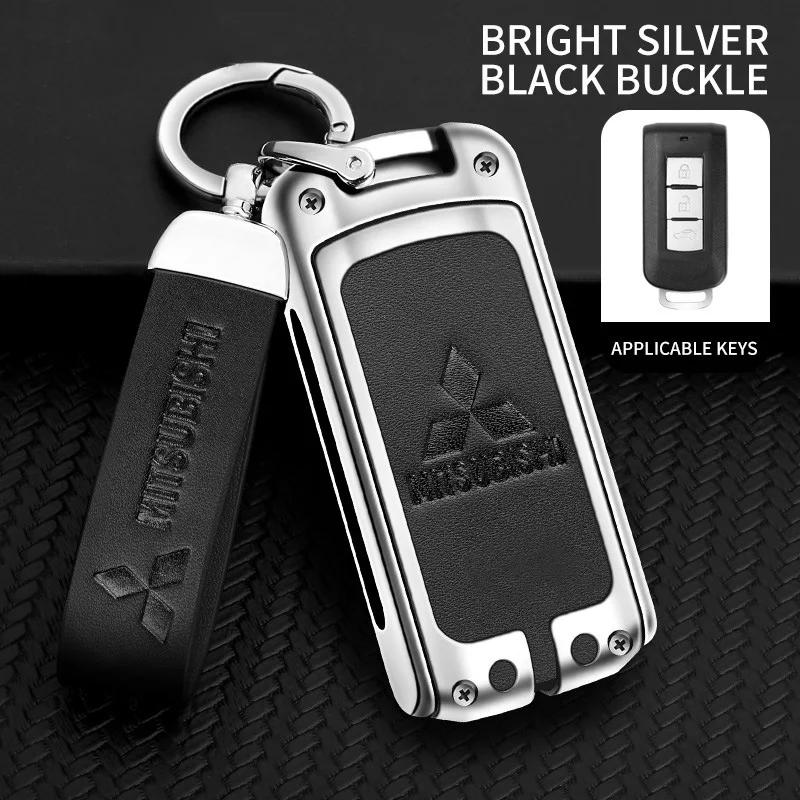 For Mitsubishi Xpander Outlander ASX Pajero Eclipse Cross Montero Zinc Alloy Leather Car Remote Key Case Cover Shell Accessories