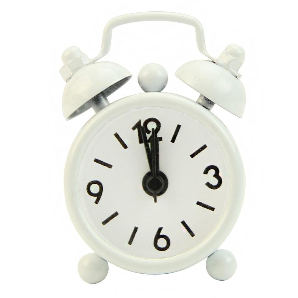 Classic Home Cute Battery Operated Analog Mini Round Bedside Desk Alarm Clock