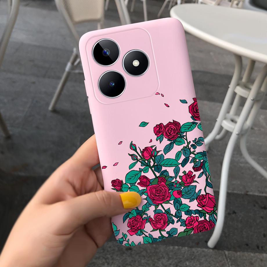 For Realme C53 C51 Cases Shockproof Soft Luxury Silicone TPU Bumper Case For RealmeC51 C 51 C 53 Flower Painting Girly Capa Etui