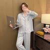New pajamas women's ice silk thin summer silk jacquard long-sleeved high-end sense can be worn outside loungewear suit