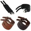 Vintage Genuine Leather Punk Bracelet Double Buckle Wide Cuff Wristband for Men Women Gothic Jewelry