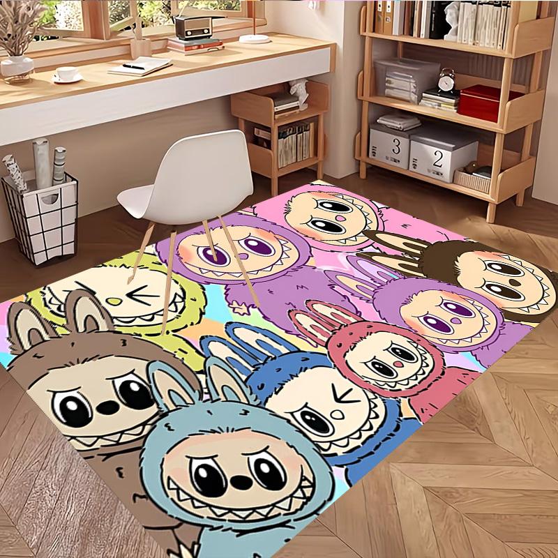 Labubu Print Rug, Washable Floor Carpet, For Entryway Dorm Laundry Room Office Study, Home Decor Birthday Christmas Gift