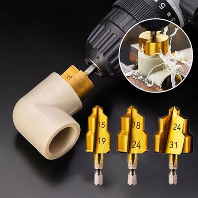 3PCS Hexagon Shank PPR Lifting Drill Bit Water Pipe Connection Tool 31/24/19mm Stepped Drill Bit Effortless Wear-resistant