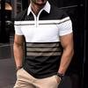 New Men's Casual POLO Shirt Lapel Zip Colour Blocking Business Versatile T-shirt Tops