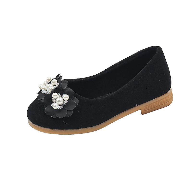 

Милые туфли на плоской подошве для девочек-цветочниц, модные шикарные детские кожаные туфли, нескользящие, универсальные, детские балетки для принцесс с мягкой подошвой 21 чёрный