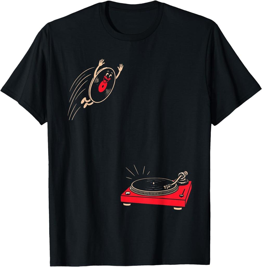 Record Flop Funny Vinyl Jumping onto Turntable T-Shirt