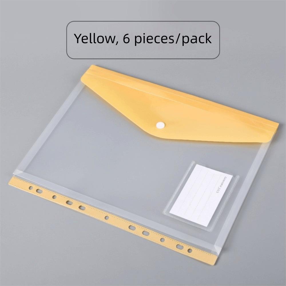 

6 pcs A4 Binder Folders Clear Label Loose-Leaf Simple Design Binder Pocket Home Office жовтий