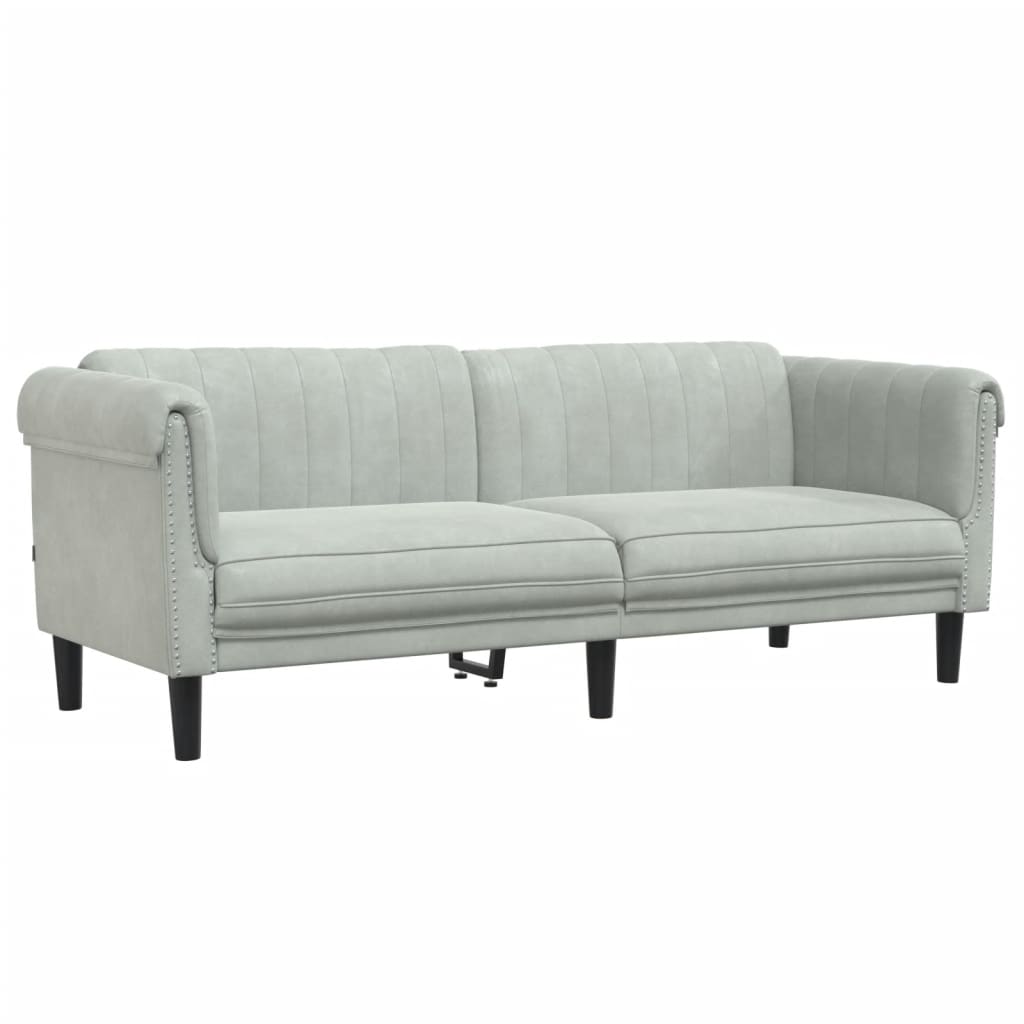 3 Piece Sofa Set Light Grey Velvet