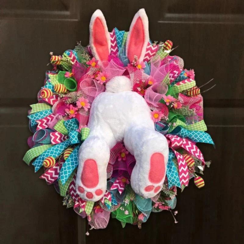 Easter Decorations Craft Supplies Easter Rabbit Wreath With Ears Rabbit Shape Garlandwall Decor Home Decoration Props