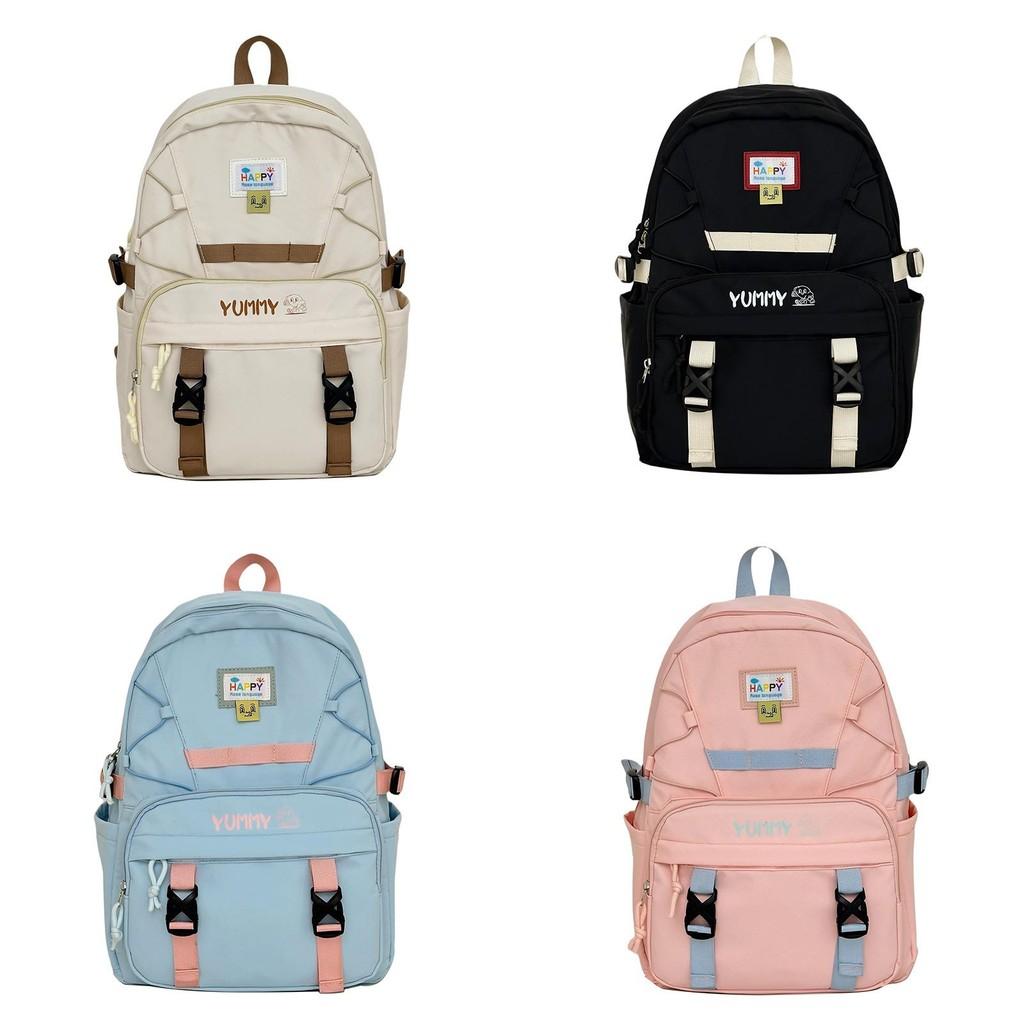 Large Capacity Yummy Letter Print Nylon Backpack For Girls And Boys With Breathable Design For School And College Use