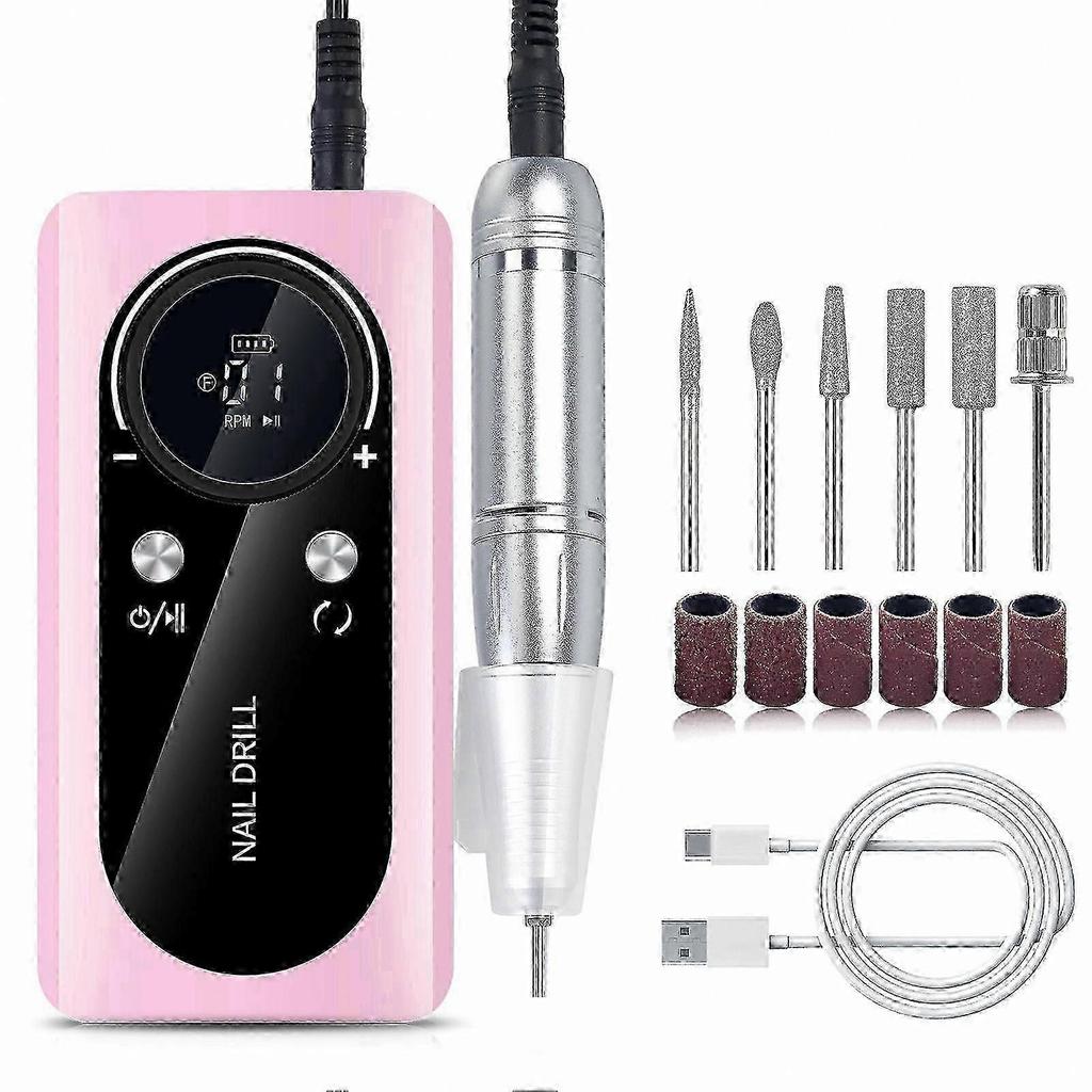 45000RPM Rechargeable Nail Drill for Acrylic Gel Nails - Portable Electric Nail File Set - Professional Manicure & Pedicure Kit for Home Salon Less