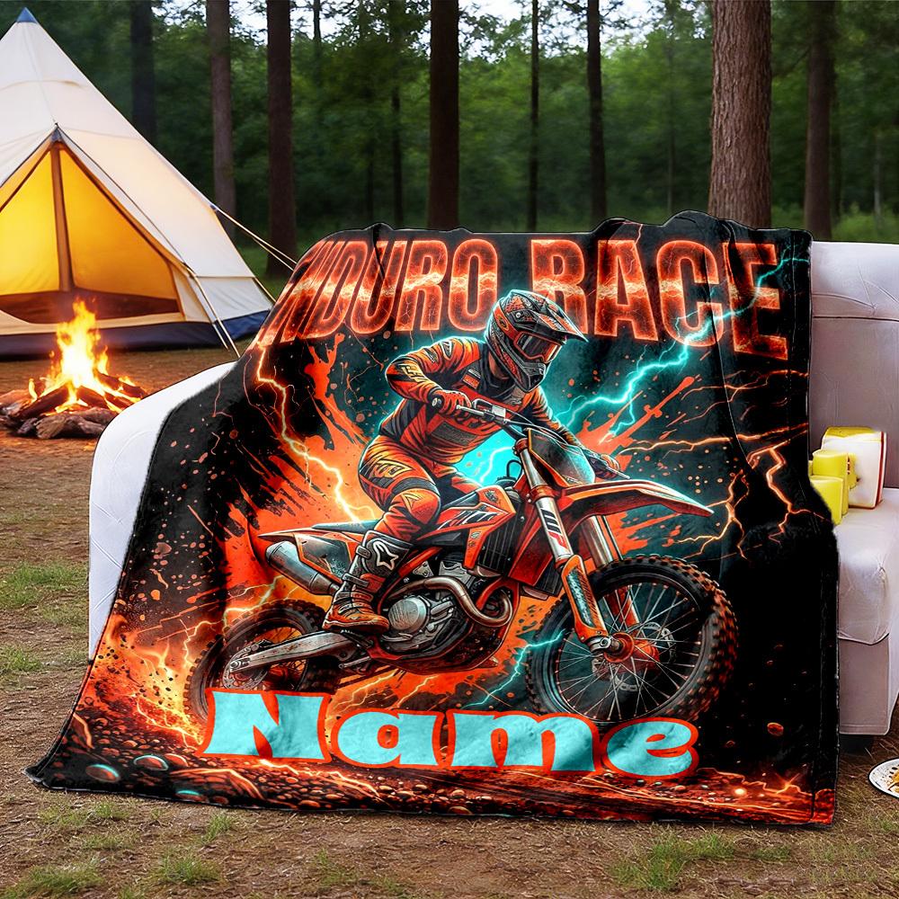 Enduro Race Customize Your Name Outdoor Blanket Comfortable Soft Lightweight Allseason Multipurpose Blanket For Travel Camping Picnics Sofa Office Bed