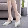 White High Heels Pointed Stiletto Women's Pumps Rhinestone Lace Women's Shoes Dress Banquet Shoes Bridal Wedding Shoes 34-43