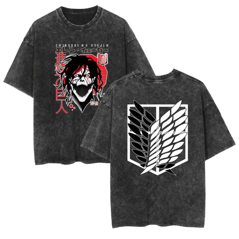 Waschbares Attack on Titan Anime Freizeit Baumwoll Sommer T-Shirt