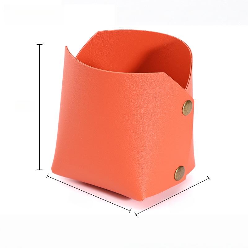 

Storage Box Creative PU Leather Desktop Decorate Jewelry Keys Display Tray Makeup Organizer Container Books Plants Holder Nordic оранжевый
