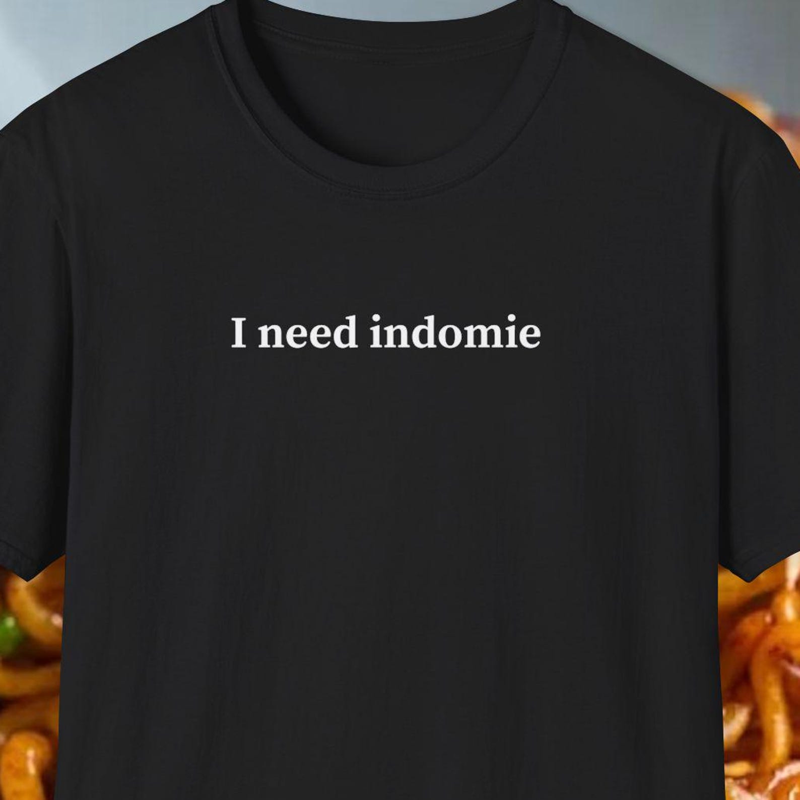 Мне нужна футболка Indomie, Подарок любителю лапши быстрого приготовления, Подарок любителю индонезийской еды, Футболка Mi Goreng, Футболка для гурмана, Подарок любителю еды M