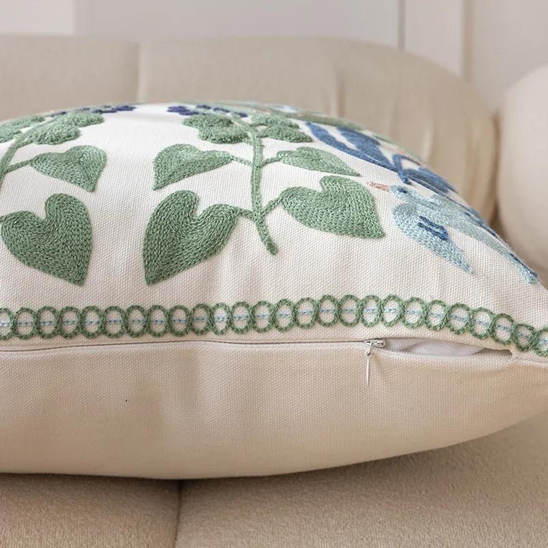 Pure Cotton Embroidered Office Cushion Pillowcase Car Cushion Cover 45X45CM Lumbar Pillowcases Sofa Pillowcase