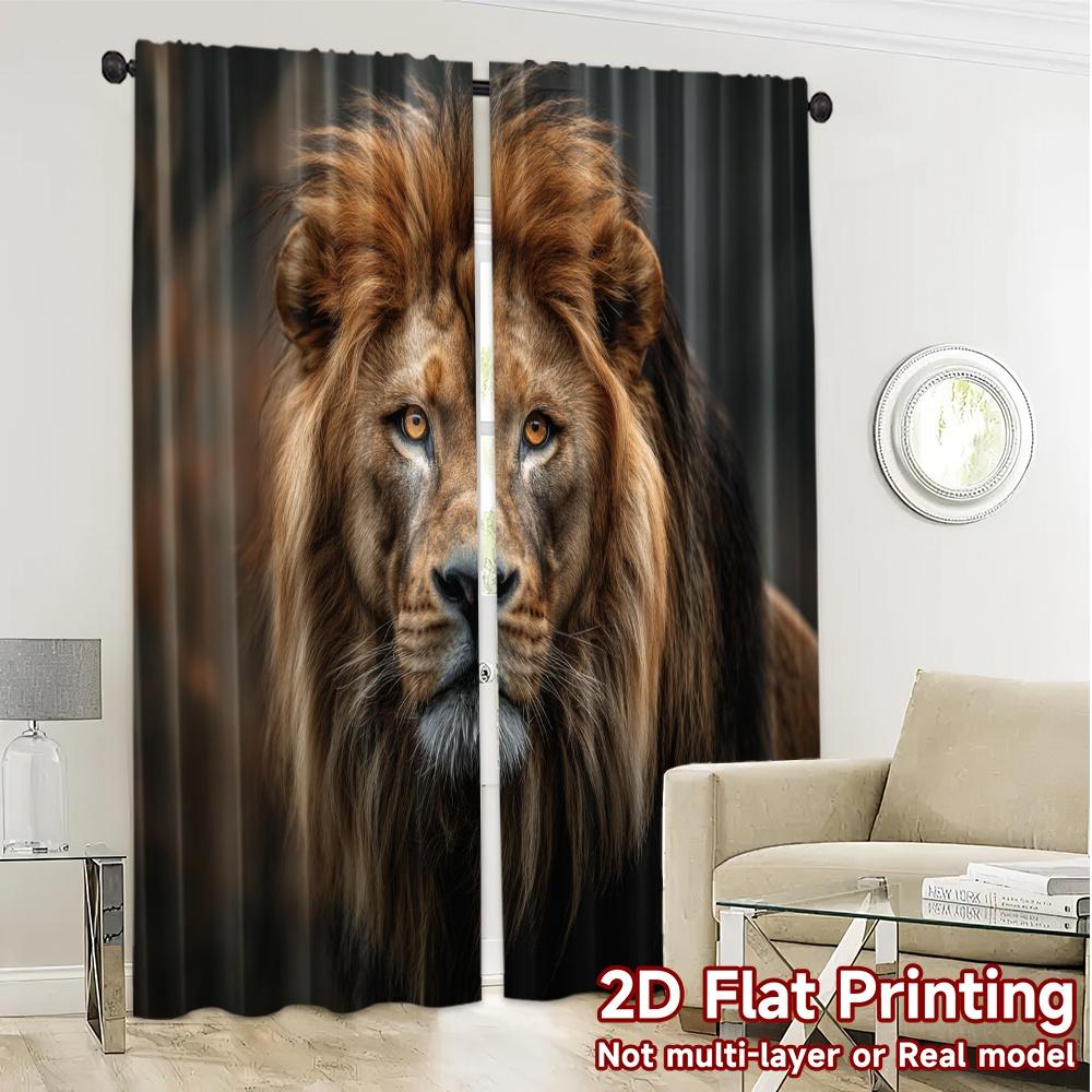 Set Of 2 Modern Flat Printing Curtains Without Rod Majesticlion Window Curtain Polyester Decorations Outdoor Made