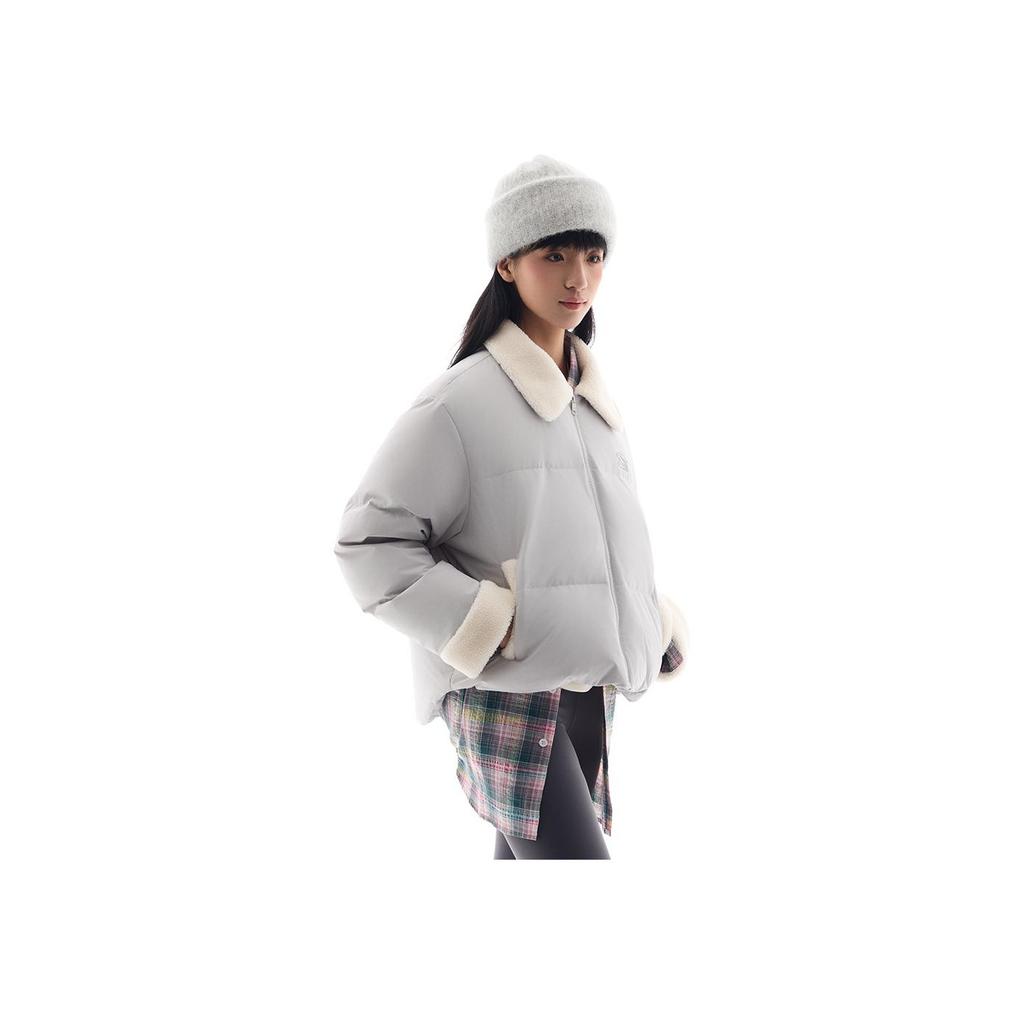 Anta Gradient Zipper Collar Comfortable Breathable Versatile Casual Down Jacket Women Outerwear Cloud-Gray 962448904-1