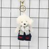 Cute Dog Keychain With Knitted Pants And Bowknot Stylish Keyrings Ornament For Women Girls Gift Accessories