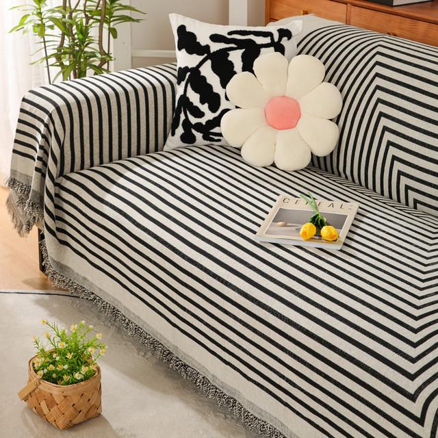 Modern Stripe Sofa Towel Blanket Cover 1 2 3 4 Seater Universal Couch Armchair Slipcover Sofa Throw For Pet Dogs Soft All -Season