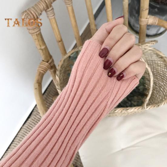 Moteriški viršūnės V formos iškirpte ilgomis rankovėmis Slim Fit megztinis megztinis Vienspalvis megztinis su rumbuota apačia Elastingas trikotažas