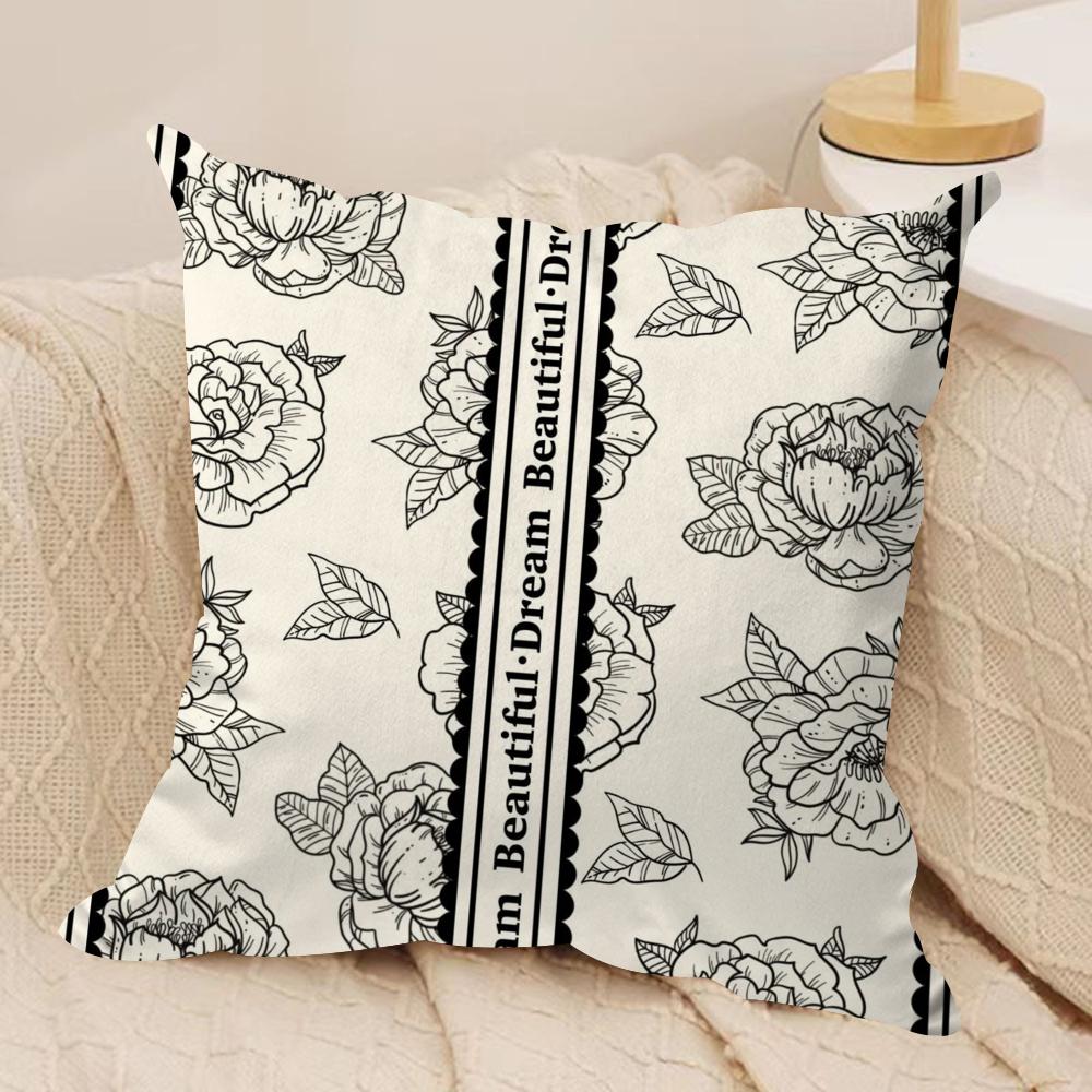 Beautiful Retro Flowers Cushion Cover Soft Plush Fabric DoubleSided Printed Sofa Cushion Cover for All Seasons Home Decor Gift