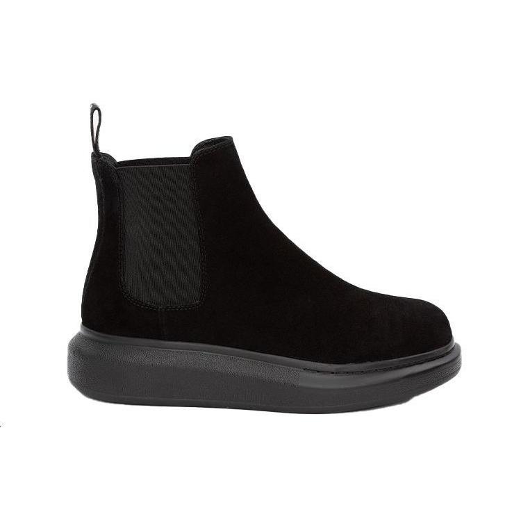 (WMNS) Alexander McQueen Hybrid Chelsea Boot 'Black Suede' Women's 586398WHXK61000